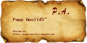 Papp Apolló névjegykártya